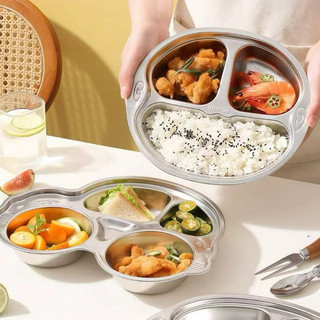 Khay cơm cho bé inox 304 cao cấp Chubby Chef hình peppa pig kitty gấu panda ô tô dễ thương
