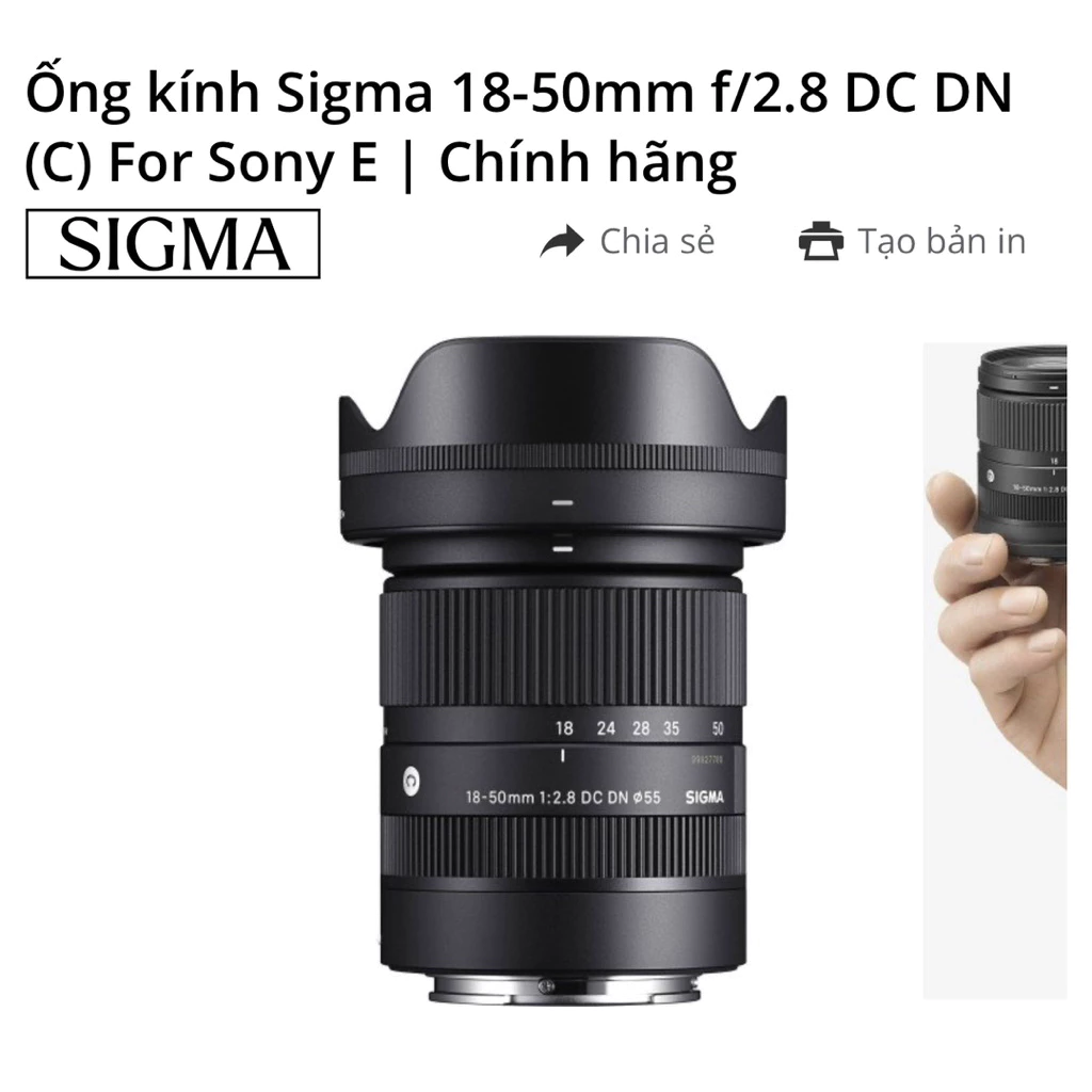 Sigma 18-50mm f/2.8 DC DN (C) for Sony E – Zoom Đa Dụng, Khẩu Lớn f/2.8 | Chính Hãng