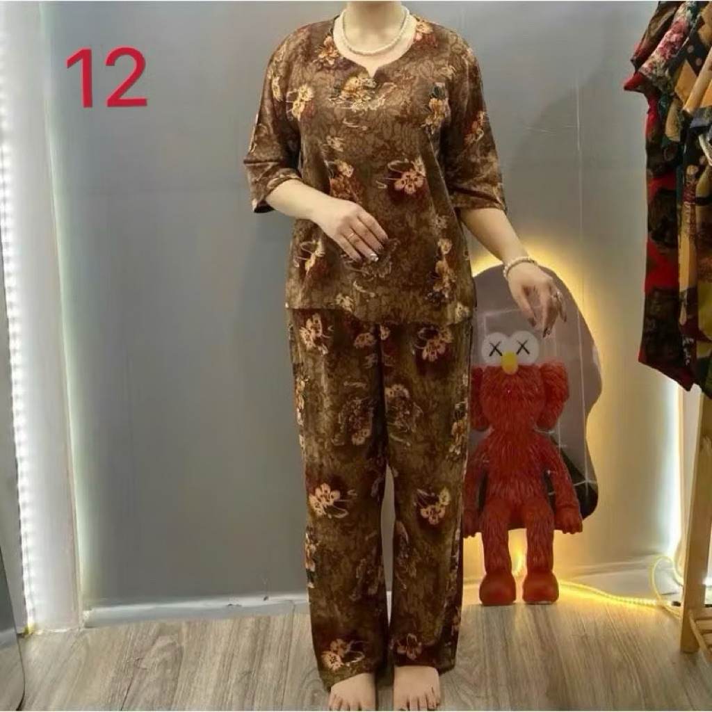 Đồ Bộ trung Niên Cho mẹ U40 U50,U60…,Chất Lụa hàn châu ngày hè thoải mái