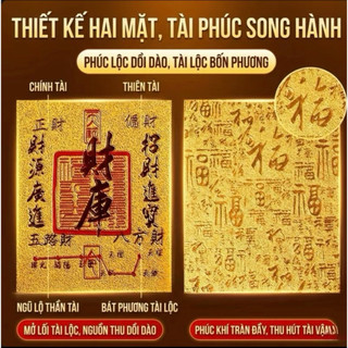 [Tặng Mèo Thần Tài] Miếng Dán Lá Vàng Ánh Kim Đã Khai Quang Tài Lộc Bình An May Mắn