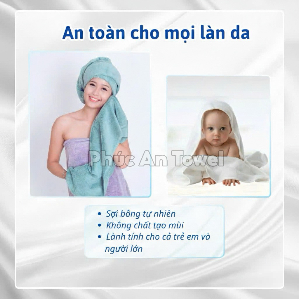 Khăn tắm cỡ bé 50x100cm, khăn cotton mềm mịn, thấm hút nhanh, khăn nhỏ tiện mang đi du lịch,
