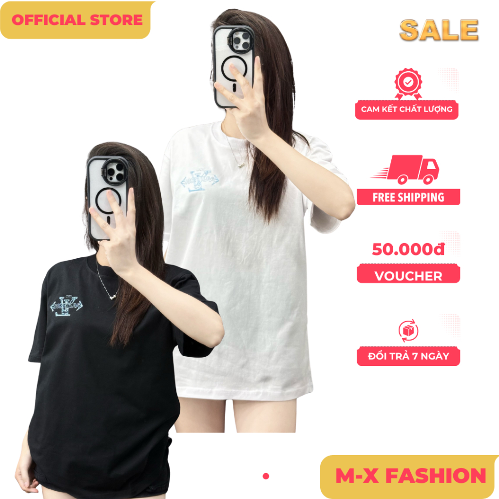 ÁO thun nam QC cổ tròn họa tiết thêu tay ngắn phong cách trẻ trung chuẩn from