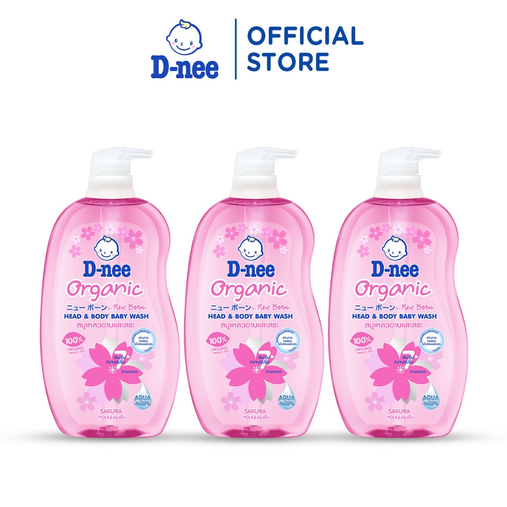 Combo 3 Tắm gội toàn thân em bé (<3 tuổi) D-nee 800 ML - Sakura