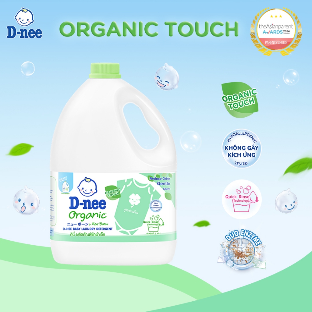 Combo 4 Nước giặt quần áo D-nee 3000 ML/Can - Organic Aloe Vera
