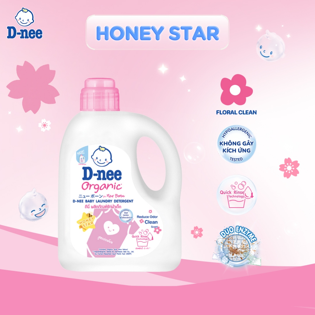 Nước giặt D-nee cho trẻ sơ sinh, mềm dịu, thơm nhẹ, không hư hại quần áo - Can 960ml - 2 Hương thơm