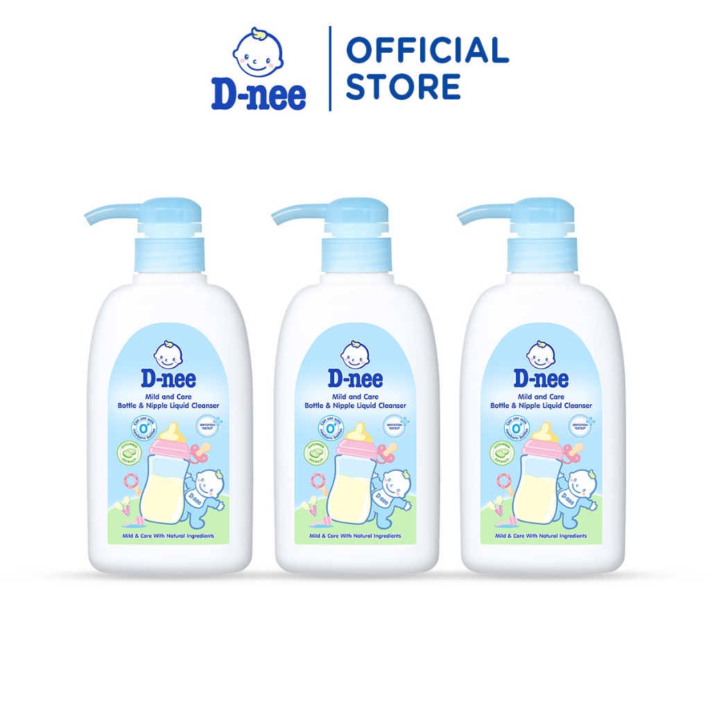 Combo 3 Nước rửa bình sữa D-nee, chiết xuất dưa leo, an toàn lành tính, khử khuẩn hiệu quả 500ml