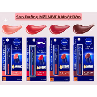 SON DƯỠNG MÔI NIVEA RICH CARE & COLOR SPF20 PA++ CÓ MÀU HÀNG NHẬT CHÍNH HÃNG