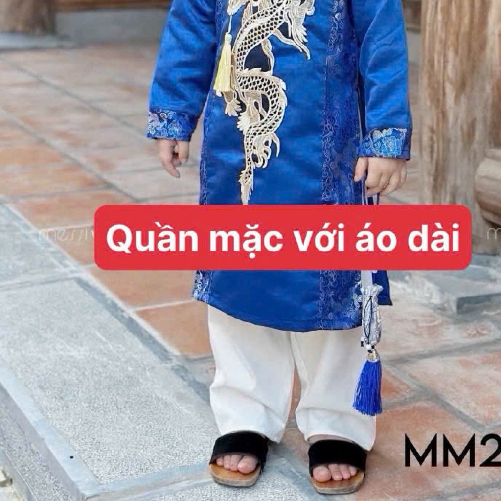 Quần dài trắng bé trai Quanms kaki Hàn Quốc đứng dáng mềm mại – quần trẻ em mặc áo dài, size 1–10Y (8–40kg)