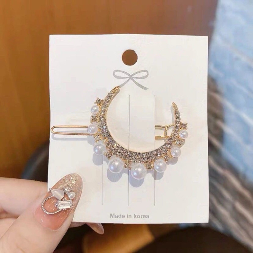 Set Kẹp Tóc Kim Loại Đính Đá Ngọc Trai Sang Trọng – Phụ Kiện Tóc Nữ Thanh Lịch, Phong Cách Tiểu Thư