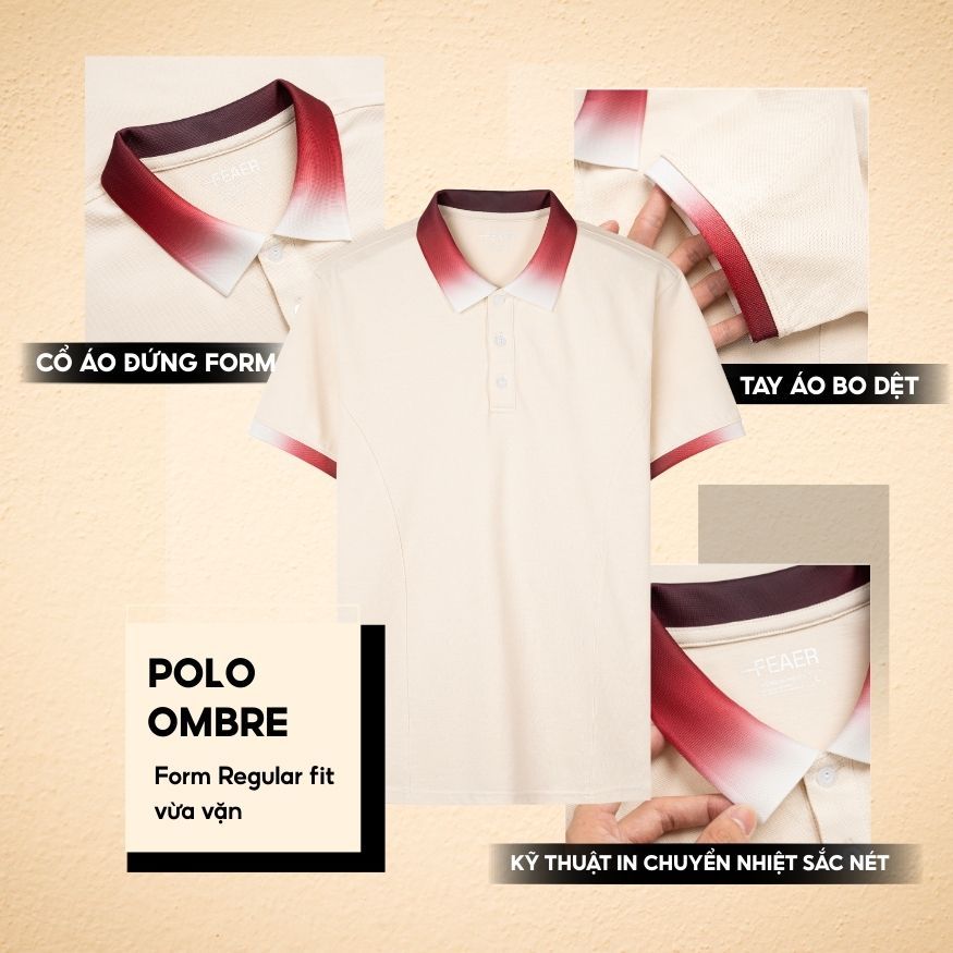 [PHỐI MÀU OMBRE ĐỘC ĐÁO] Áo Polo OMBRE chuyển màu cổ và tay áo nổi bật, thiết kế tinh giản hiện đại, form chuẩn - FEAER