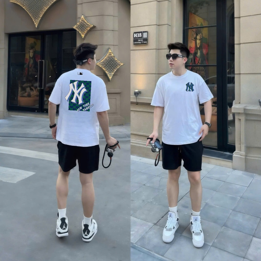 Áo phông  MLB sale - korea nam nữ cao cấp, 100% cotton co giãn 2 chiều , định lượng 250gms,NY NỀN XANH
