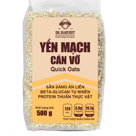 Yến mạch cán vỡ ăn liền DK HARVEST, nhập khẩu Úc, nấu cháo yến mạch, nguyên cám, giàu chất xơ, hỗ trợ ăn kiêng