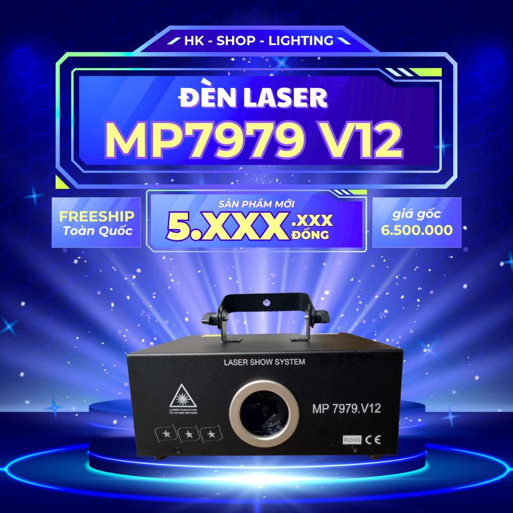 Đèn Laser Bay Phòng MP 7979 V12 mới nhất hiện tại dùng cho bar , bay phòng , pub , louge , sân khấu