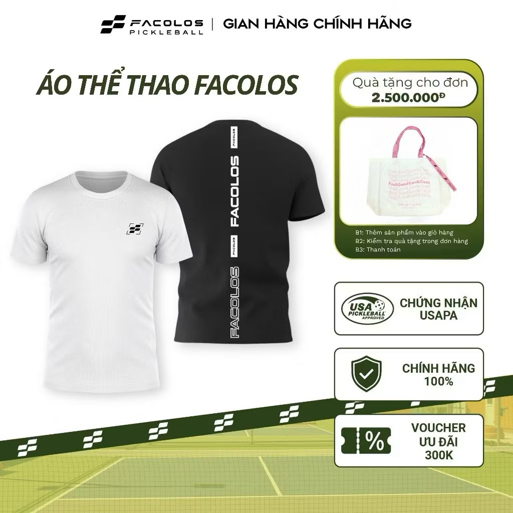✅ [Ship Hoả Tốc] Áo thi đấu Facolos Pickleball chính hãng thoáng mát