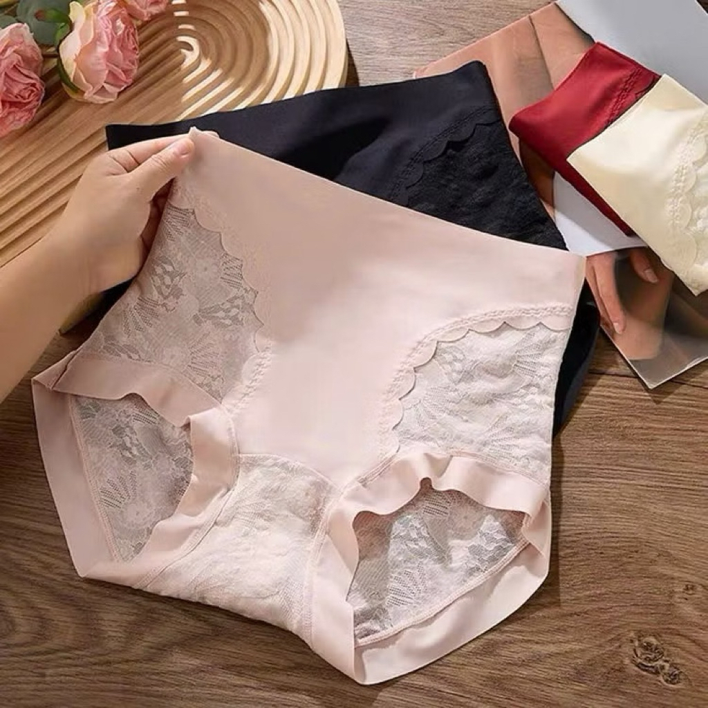 Quần lót su lụa pha ren cạp cao gen nhẹ 012