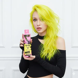 Màu vàng nhuộm tóc Semi UV Neon Không Amoniac trên nền tóc tẩy Level 9 - Canary Yellow Aolinde 200ml