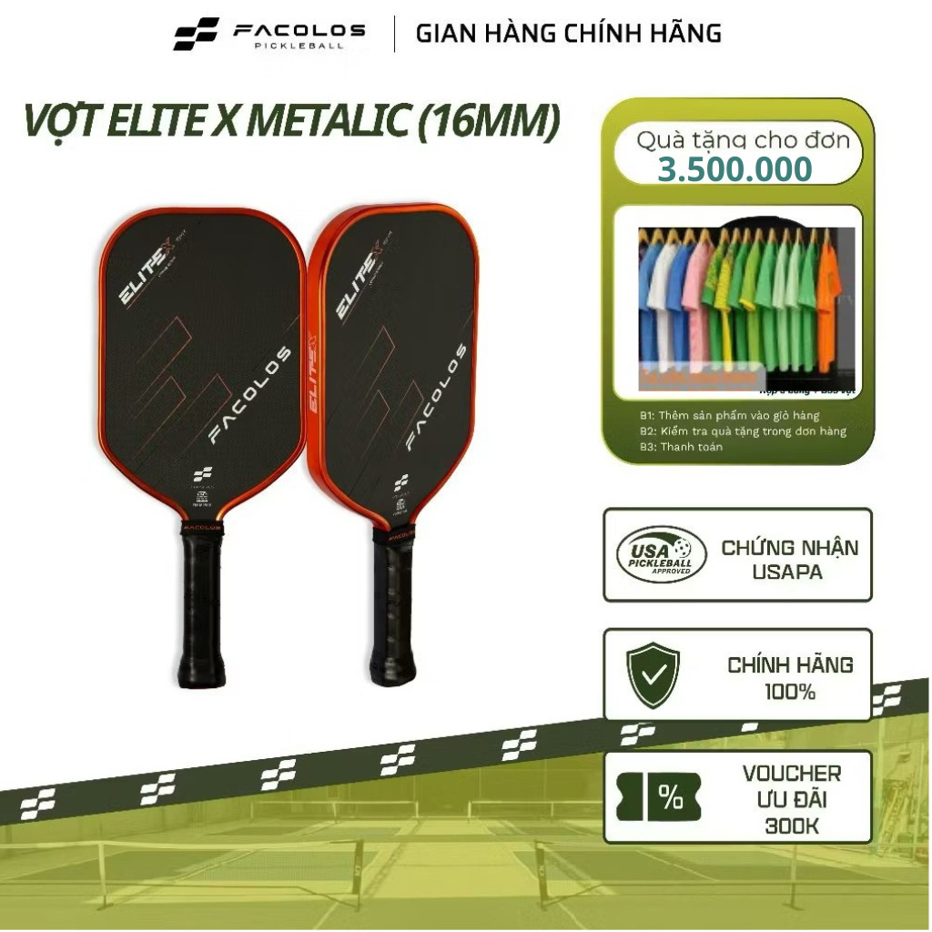 ✅ [Ship Hoả Tốc] Vợt Facolos Metalic Orange Limited, chính hãng phiên bản giới hạn đặc biệt Elite
