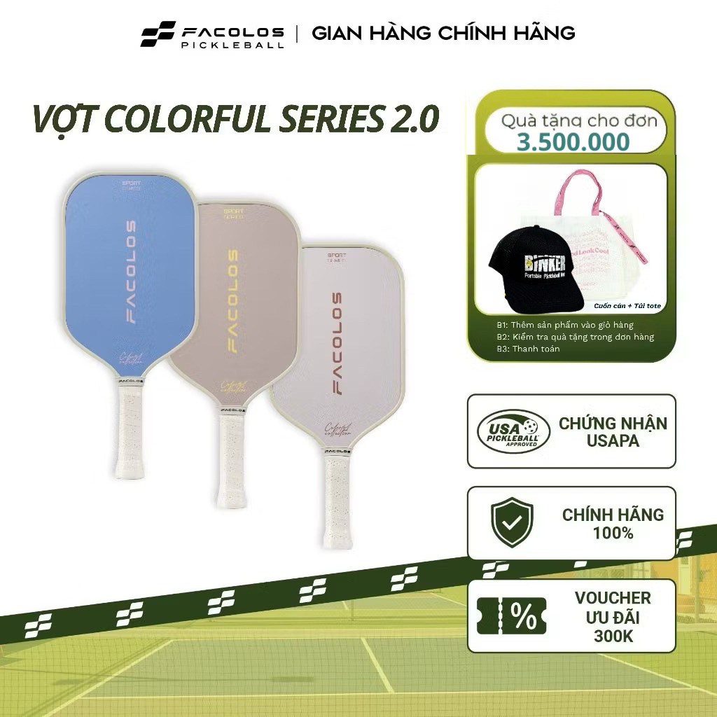✅  [Ship Hoả Tốc] Vợt Pickleball Facolos Colorful Sport Series chính hãng, trendy đầy cá tính