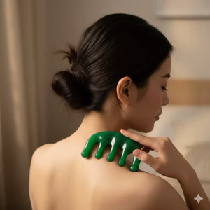 Lược nhựa màu xanh lá Massage Đầu Mặt Mắt Vai Cổ lưu thông máu, thư giản thần kinh ADS