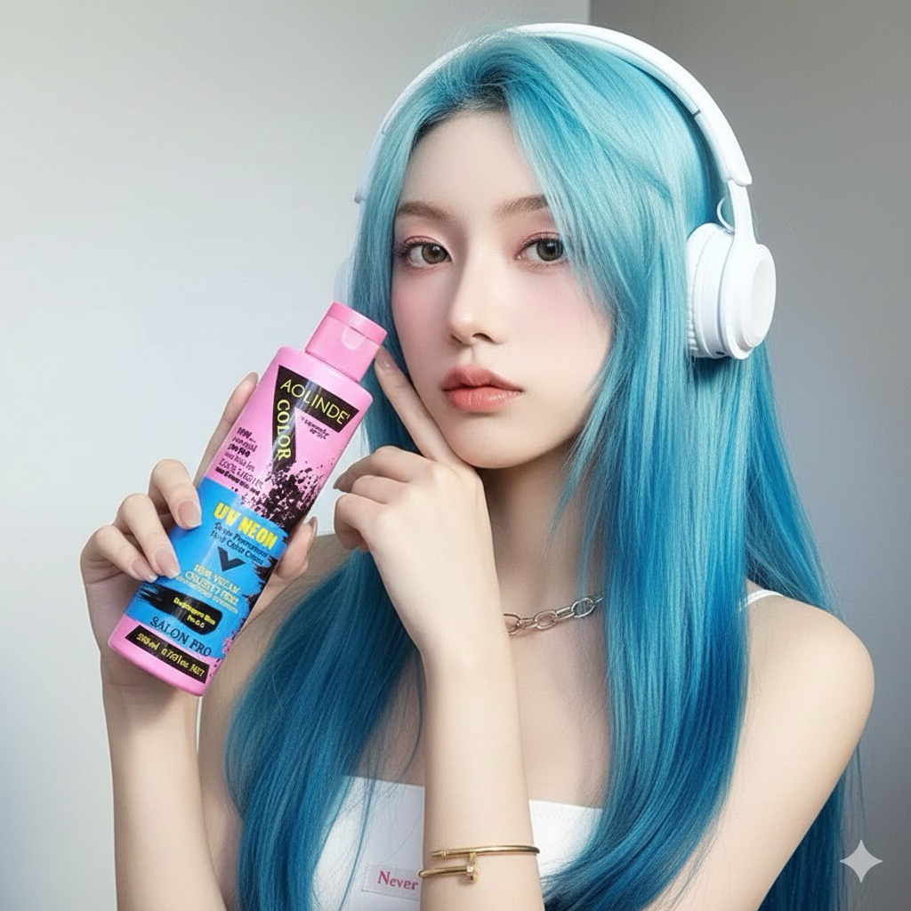 Kem nhuộm tóc Semi UV Neon Không Amoniac trên nền tóc tẩy Level 9 - Bubblegum Blue Xanh biển 200ml