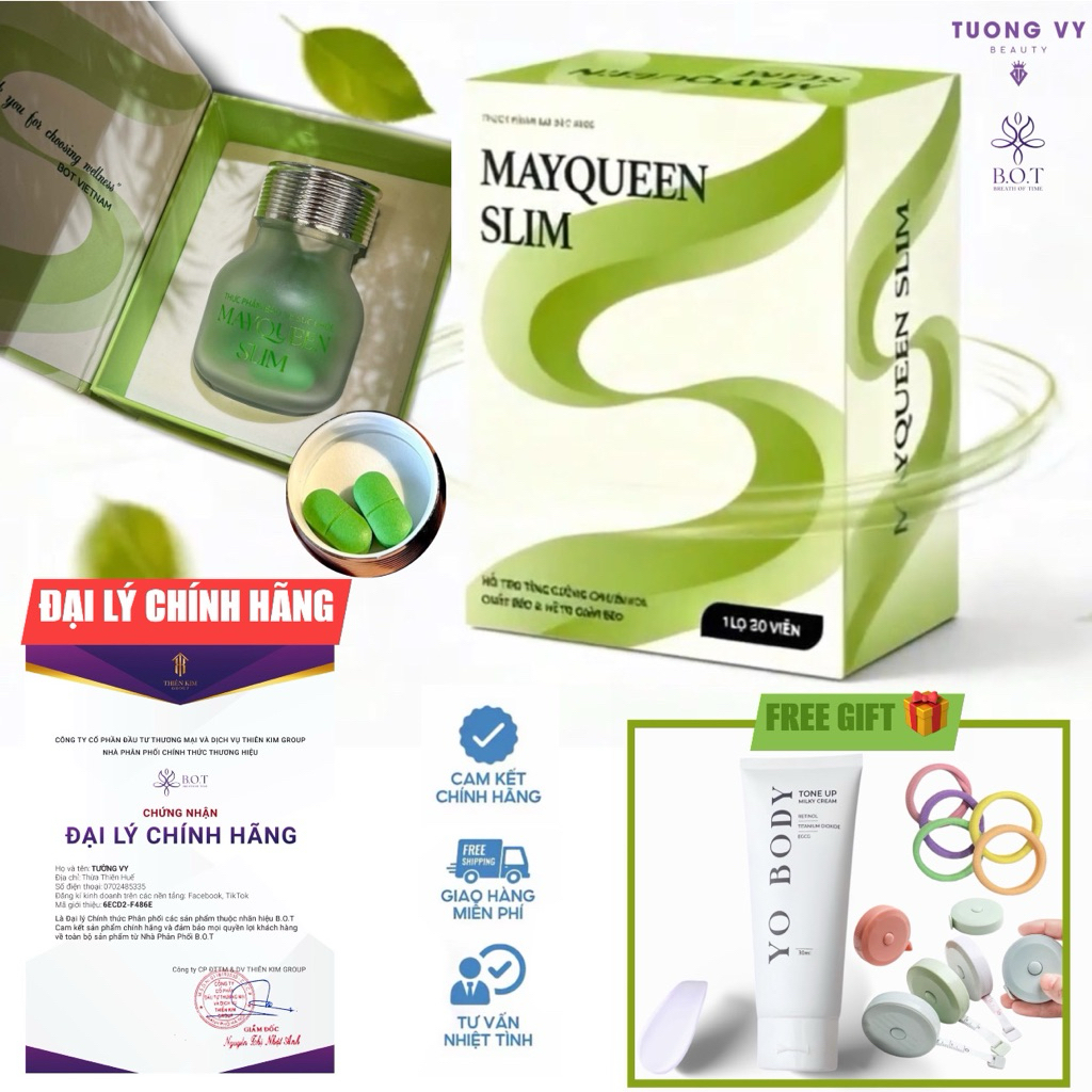 MAYQUEEN SLIM - Thực Phẩm Bảo Vệ Sức Khoẻ B.O.T Chính Hãng (Hộp 30 Viên) - Tường Vy Beauty