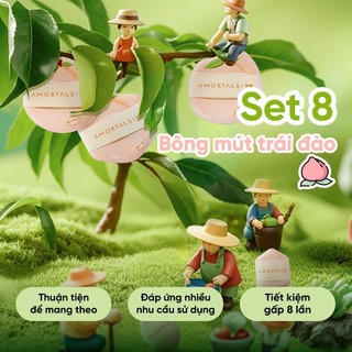 Set 8 Mút Tự Xé AMORTALS Peach Farm Dùng Khô Ướt, Thiết Kế Vỉ, Tiện Dụng
