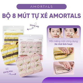 Set 8 Mút Tự Xé AMORTALS Peach Farm Dùng Khô Ướt, Thiết Kế Vỉ, Tiện Dụng