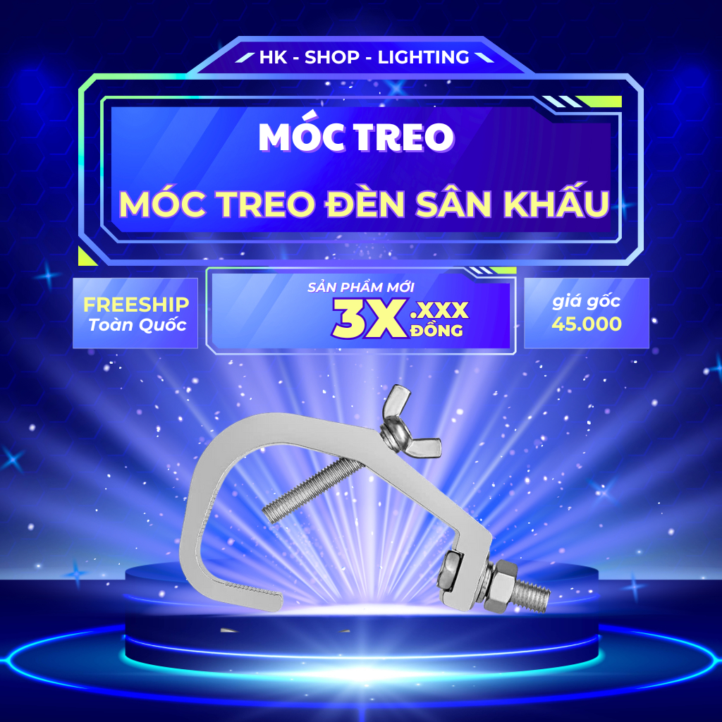 Móc treo đèn sân khấu, móc chất liệu nhôm đúc, chống gỉ sét nguyên, treo đèn phù hợp cho mọi loại đèn sân khấu đèn bay