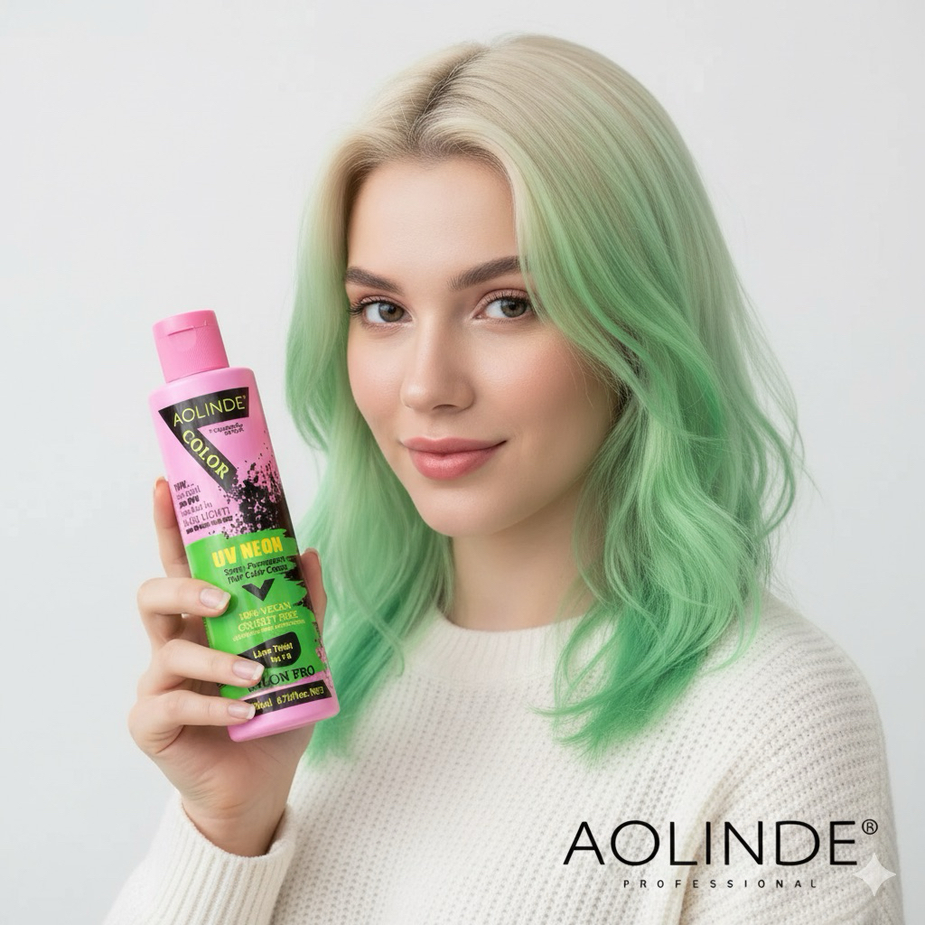 Kem nhuộm tóc Semi UV Neon Không Amoniac trên nền tóc tẩy Level 9 - Lime twist Màu Xanh lá 200ml