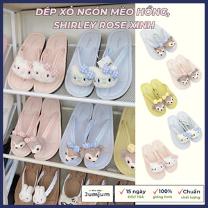 Dép xỏ ngón dễ thương mèo kitty nổi 3D đế mềm đúc dày 1.5 cm chống trượt thời trang đế phẳng kháng nước phong cách Hàn Q