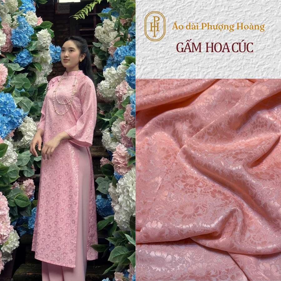 [TẾT2026] Vải Gấm May Áo dài Hoa Cúc óng nhẹ nhàng, Gấm dệt cao cấp, mềm rũ, lên dáng trẻ trung VT03