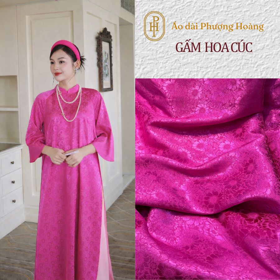 [TẾT2026] Vải Gấm May Áo dài Hoa Cúc óng nhẹ nhàng, Gấm dệt cao cấp, mềm rũ, lên dáng trẻ trung VT03