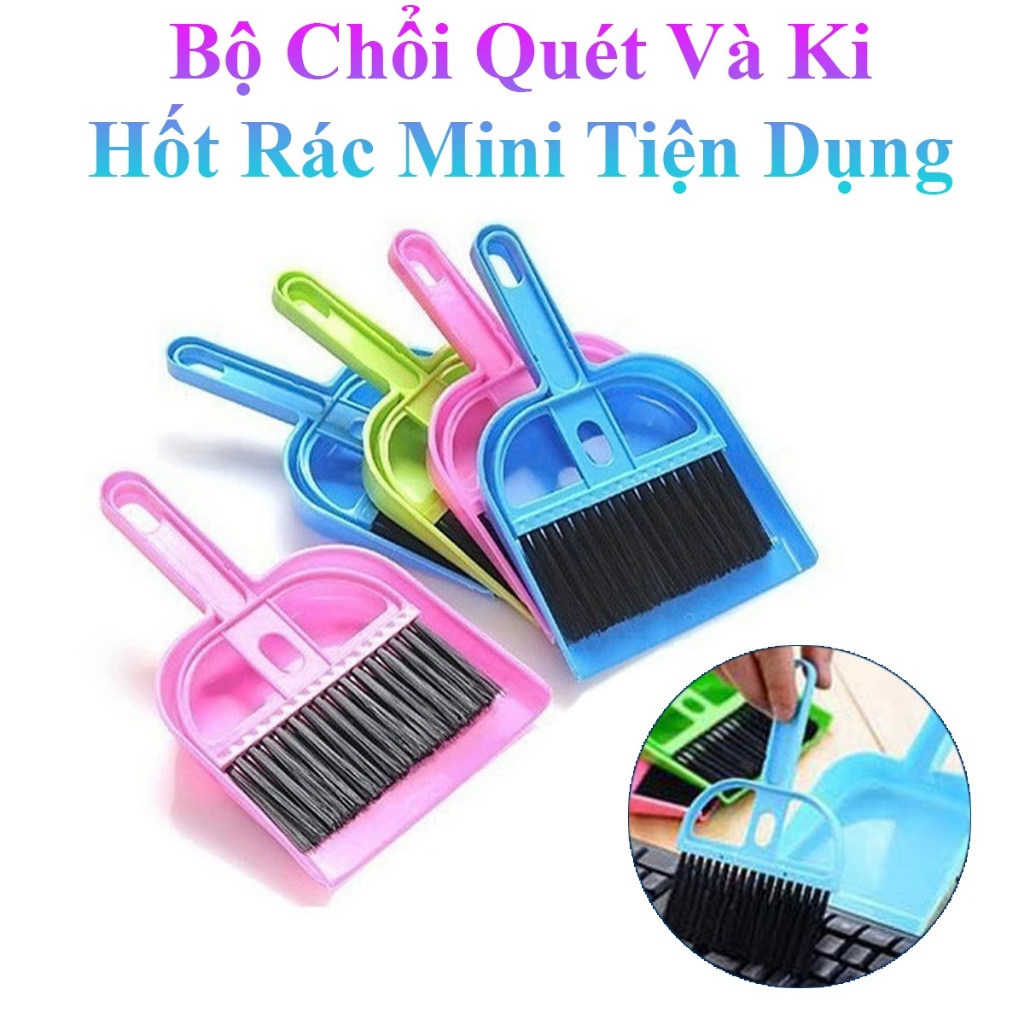Bộ Chổi Quét Và Ki Hốt Rác Mini Nhiều Màu Sắc