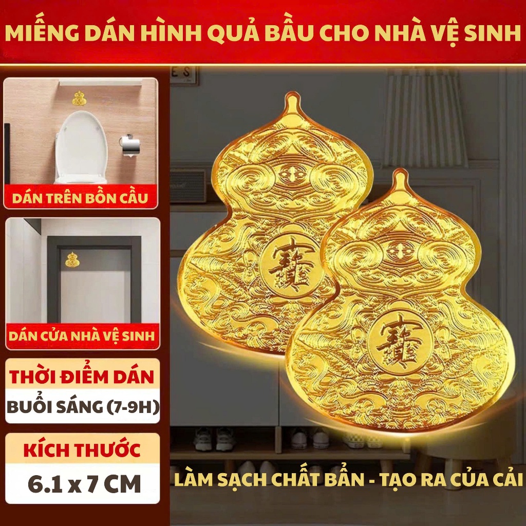 Miếng dán Hồ Lô, Sticker phong thủy chiêu tài lộc may mắn dán cửa ra vào, tủ giày, cửa bếp.