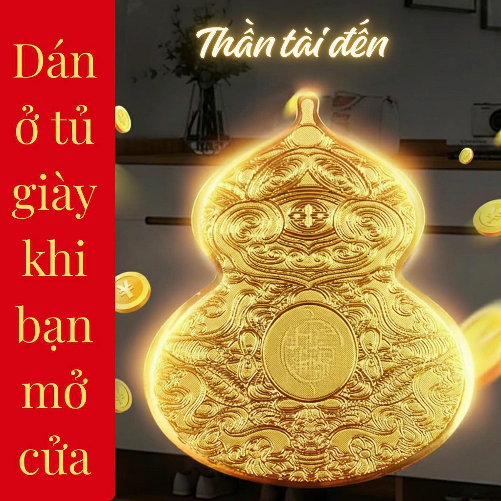 Miếng dán Hồ Lô, Sticker phong thủy chiêu tài lộc may mắn dán cửa ra vào, tủ giày, cửa bếp.