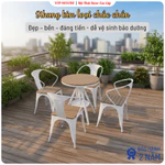 Bộ Bàn Ghế Ban Công Phong Cách Hàn Quốc Bằng Khung Thép, Bàn Ghế Ngoài Trời Xoay Nâng Hạ Chiều Cao Thông Minh Hiện Đại — ảnh 4