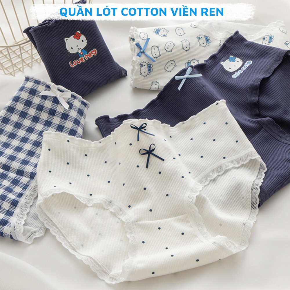 [ Xả Hàng ] Quần Lót Nữ cotton gân tăm viền ren siêu thoáng mát, Quần chip nữ đáy 2 lớp kháng khuẩn ZANABRA L2509