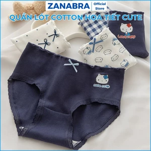Quần Lót Nữ cotton gân tăm viền ren siêu thoáng mát, Quần chip nữ đáy 2 lớp kháng khuẩn ZANABRA L2509