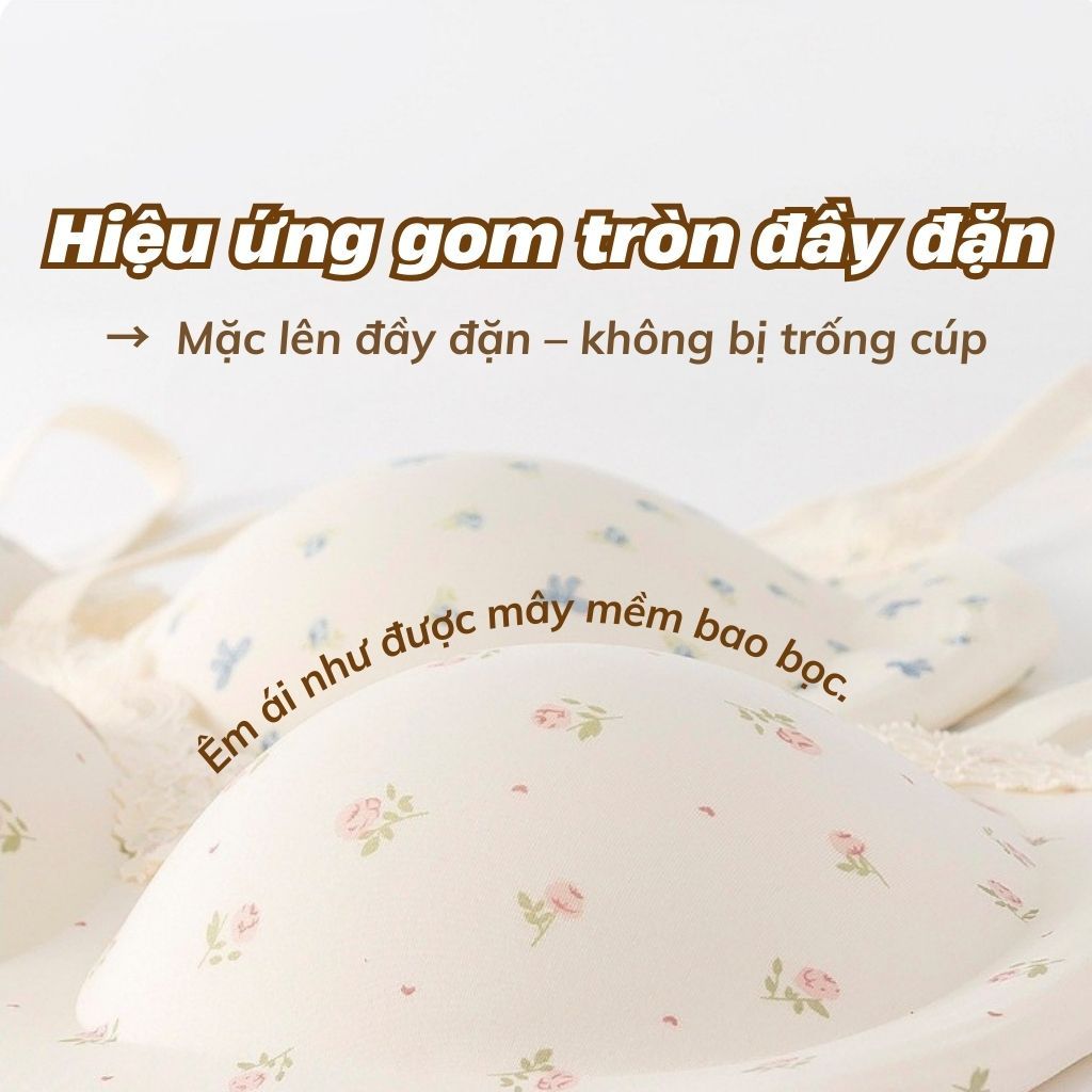 Áo ngực nữ su cao cấp hoa nhí viền ren xinh xắn mút vừa 3D nâng đỡ tốt cúp bán cố định LANIXA A1846
