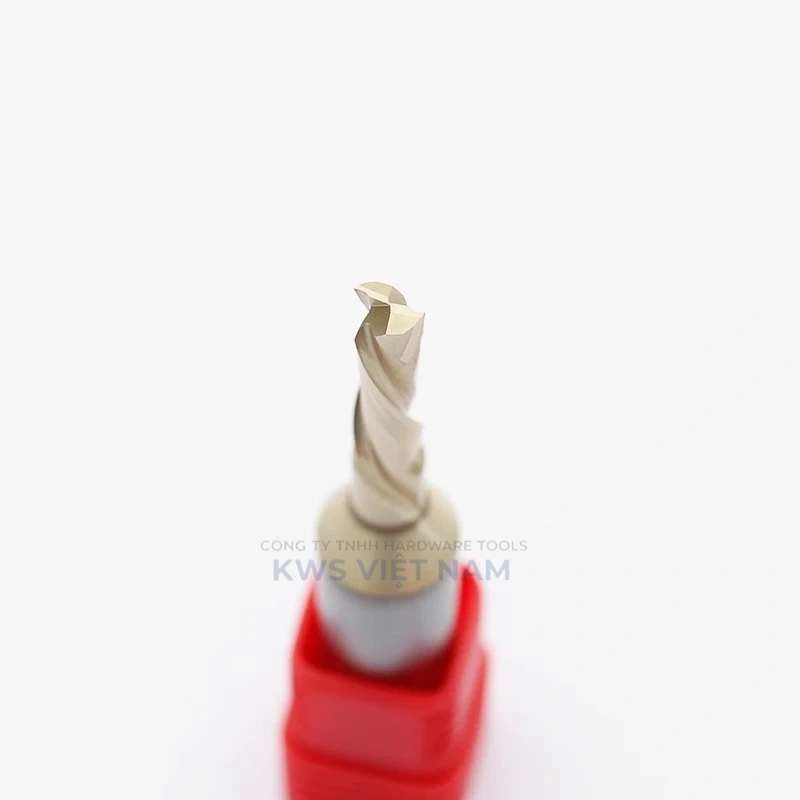 Mũi Phay CNC Xoắn 3 Lưỡi Phủ Nano Titanium KWS 6mm 8mm – Dao Phay CNC Cắt PET, MDF Không Bong Màng
