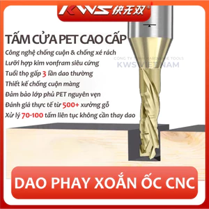 Mũi Phay CNC Xoắn 2 Lưỡi KWS Phủ Nano Titanium 6mm 8mm – Dao Phay Nano 2 Me Cắt MDF Plywood Melamine