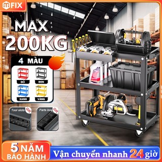 Xe đẩy dụng cụ 3 tầng chuyên dụng tặng kèm khay đựng và giá treo, có bánh xe tiện lợ Bánh Xe Xoay 360