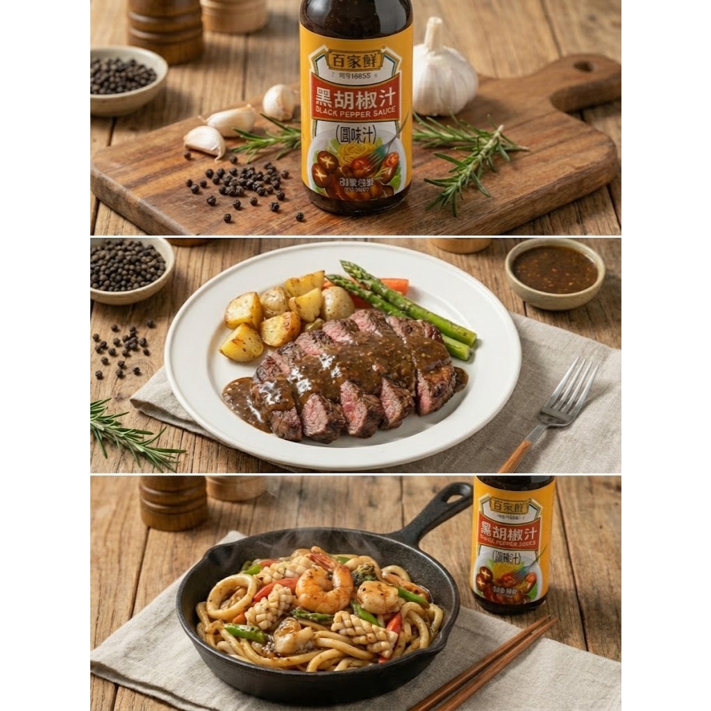 Sốt Tiêu Đen Bách Gia Tiên Chấm & Ướp Đồ Nướng 280g, Làm Steak Bò Bít Tết Sánh Quyện Đậm Đà Chuẩn Vị Nhà Hàng Luka Food