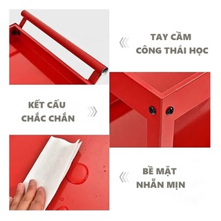 Xe đẩy dụng cụ 3 tầng chuyên dụng tặng kèm khay đựng và giá treo, có bánh xe tiện lợ Bánh Xe Xoay 360