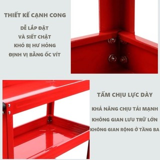 Xe đẩy dụng cụ 3 tầng chuyên dụng tặng kèm khay đựng và giá treo, có bánh xe tiện lợ Bánh Xe Xoay 360