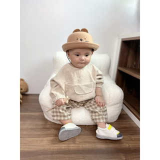 Set đồ bé trai phong cách vintage dễ thương quần caro