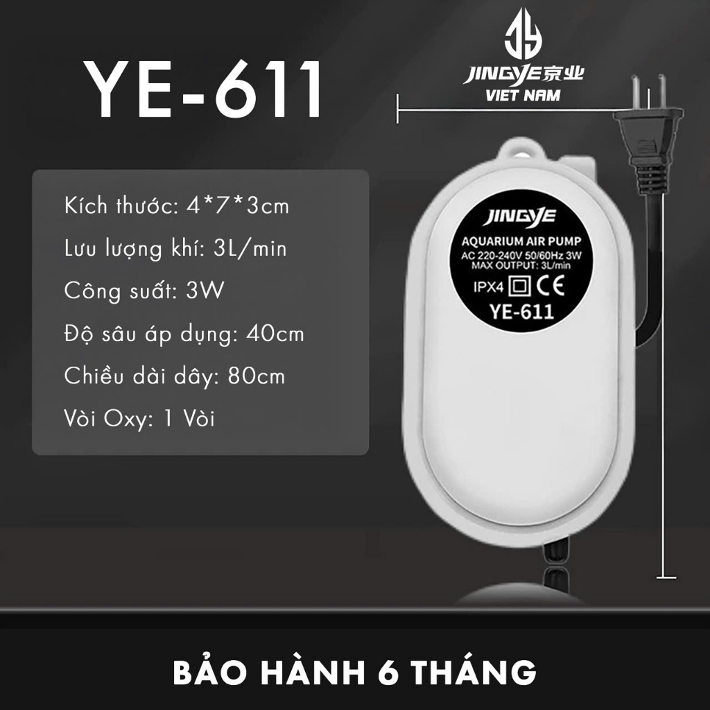 MÁY SỦI OXI HỒ CÁ JINGYE YE-611/YE-618/YE-621/YE-622/YE-641 – SIÊU ÊM , NHỎ GỌN, TIẾT KIỆM ĐIỆN