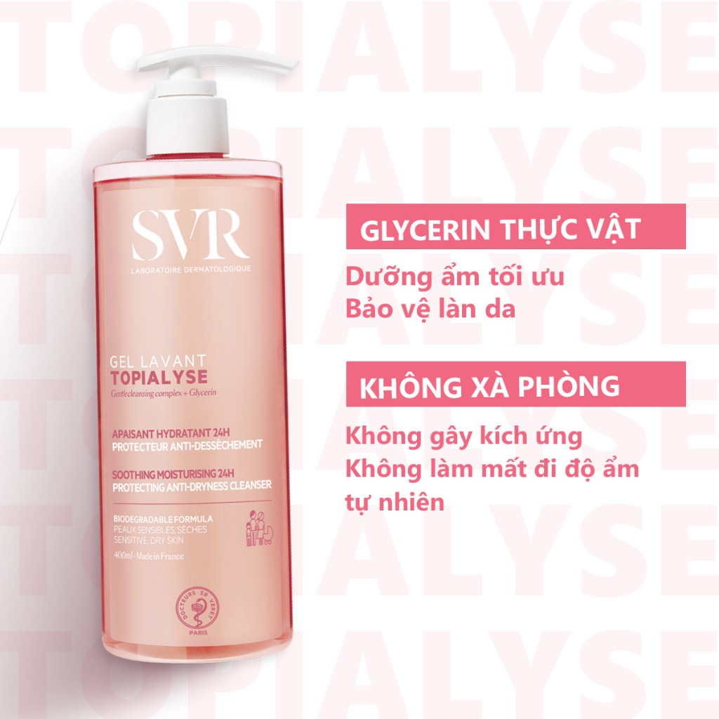 [HB GIFT 3] Gel rửa mặt không xà phòng cho da khô, nhạy cảm SVR Topialyse Gel Lavant 55ml