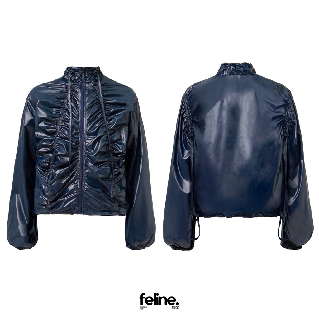 [FVNXYTHINGS x FELINE] Áo Khoác Dây Rút Chất Liệu Nylon Oil Màu Xanh ...