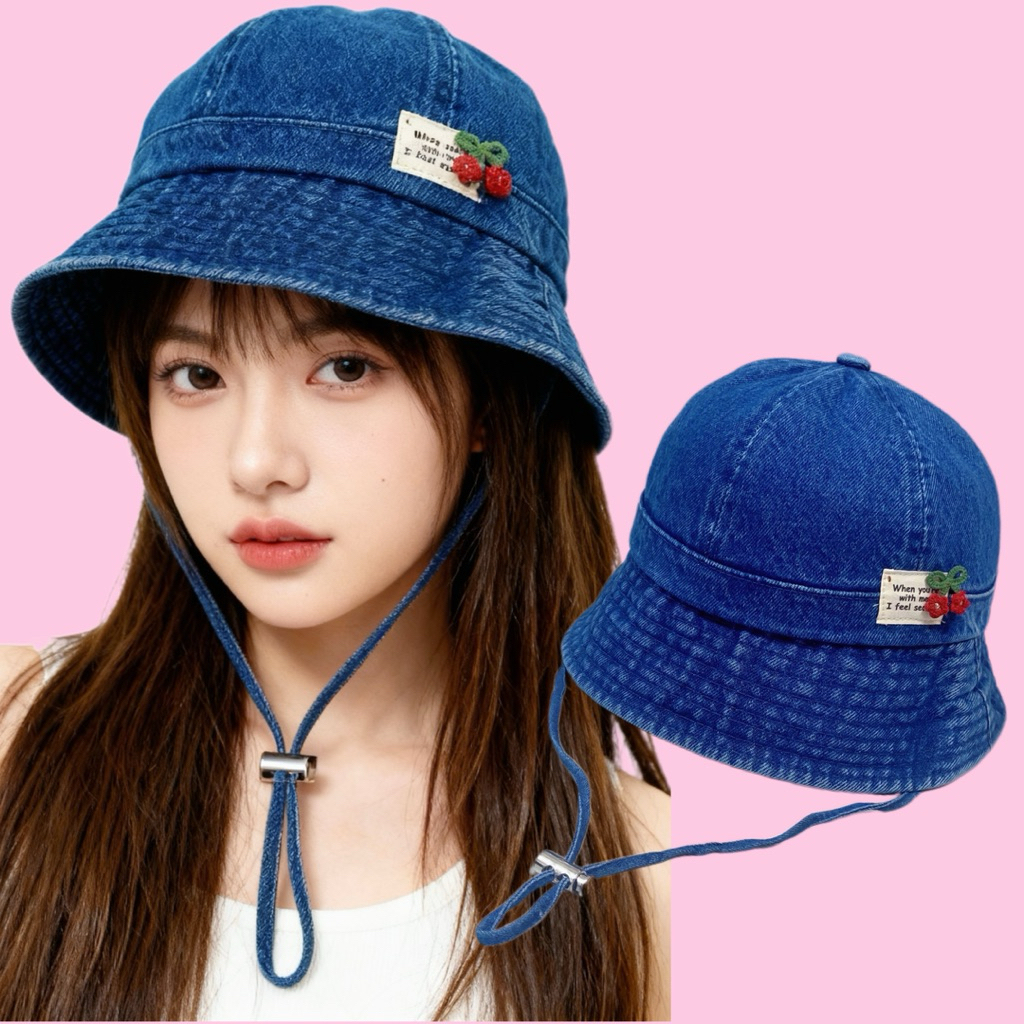 MŨ BUCKET JEAN CHERRY GẤP GỌN PHONG CÁCH DENIM DỄ PHỐI ĐỒ